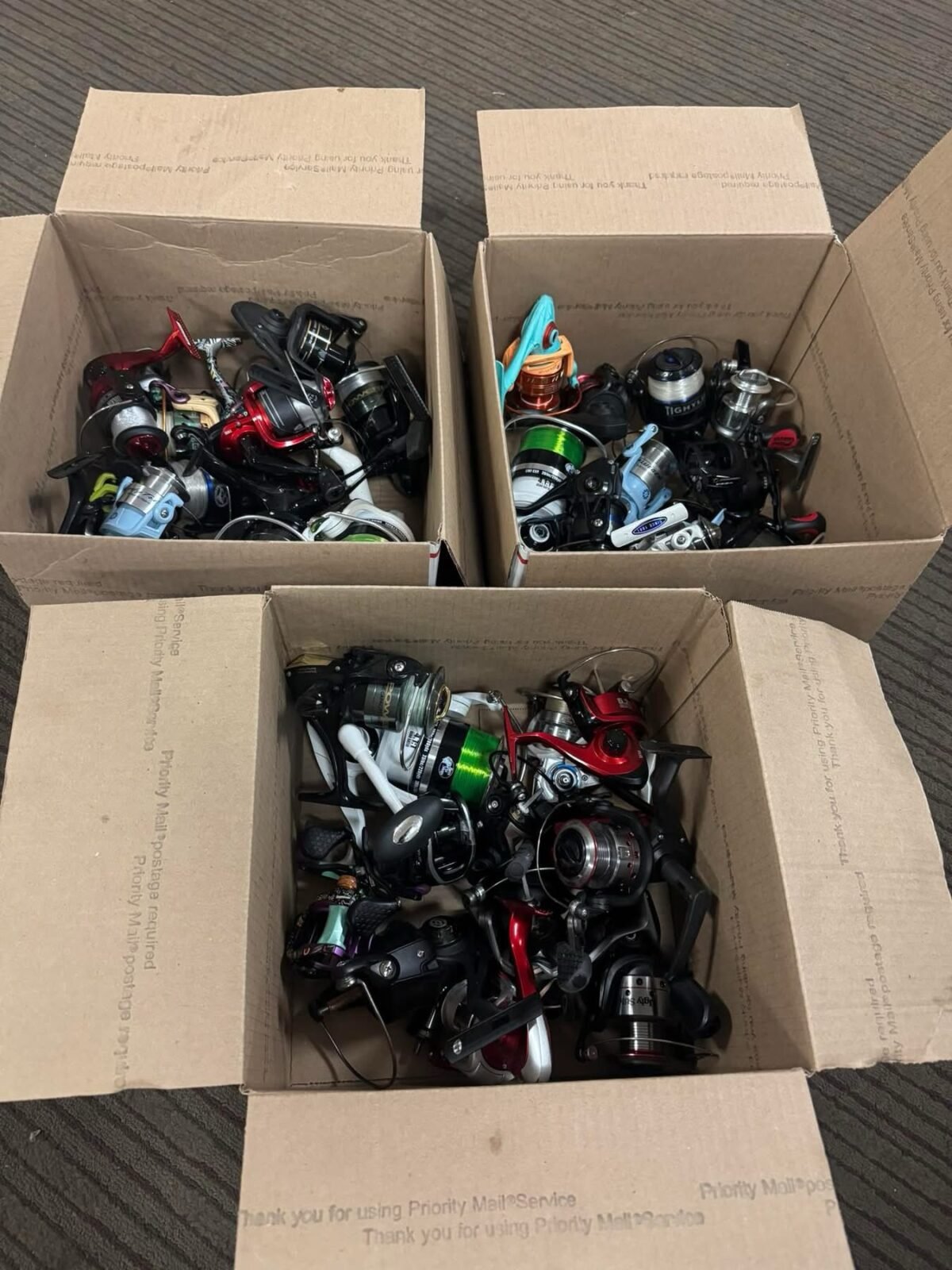 Fishing Reel Only Pallet — 12 Boxes of Tested Working Reels Fishing Reel Only Pallet — 12 Boxes of Tested Working Reels