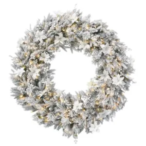 National Tree Company Frosted Colonial Pre-Lit Christmas Wreath – 122cm 112_Natfc102 Pallet